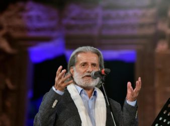 Lebanese musician and singer Marcel Khalife opening the 2019 Baalbeck International Festival. (EPA)