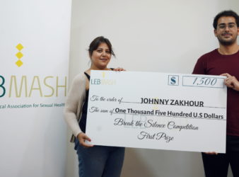 LebMASH's Executive Director Souad Al Challah (left) and "Break The Silence" winner Johnny Zakhour.