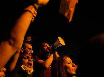 Shot from the Jbeil protests in Lebanon. (Eva Mahfouz)