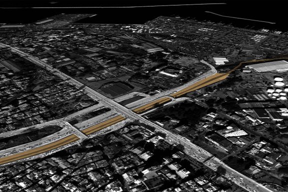 Render showing the Beirut River project site.