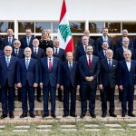 The newly-formed Lebanese Cabinet pose with President Michel Aoun.