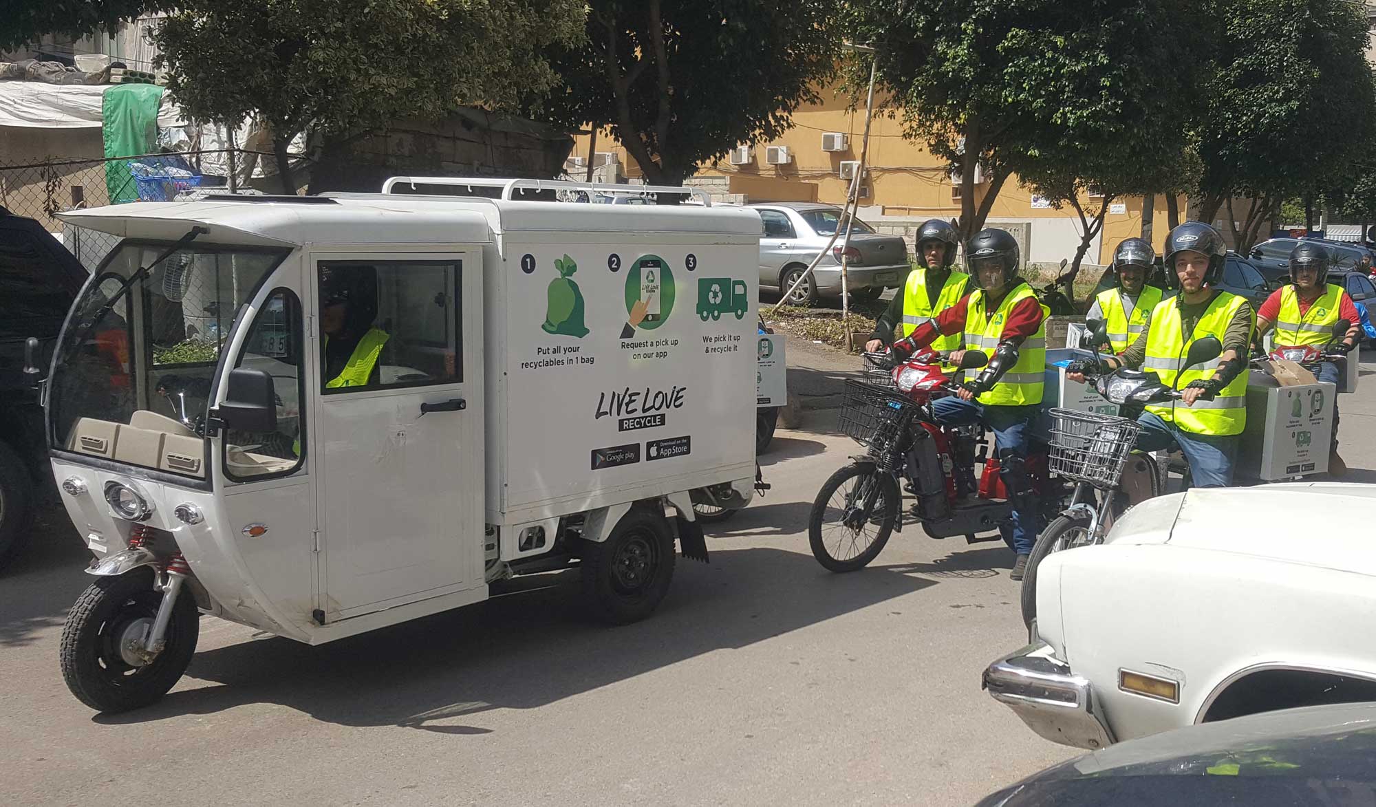 Live Love Recycle truck and drivers on the streets. (Lebanon Traveller)