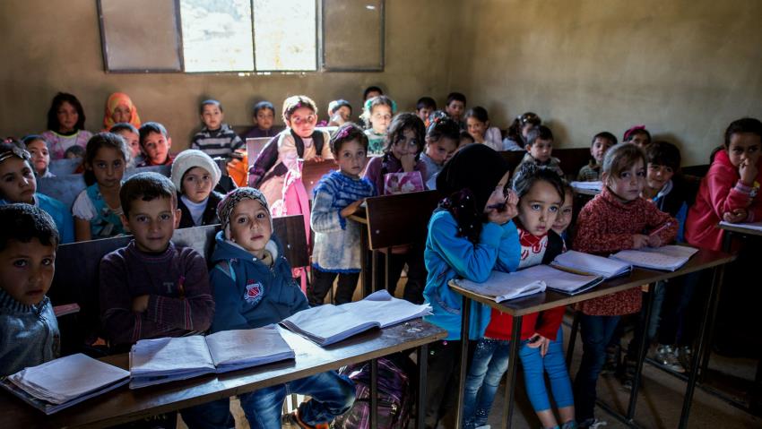 Refugee children in Lebanon attending school.  (Alaraby.co.uk)