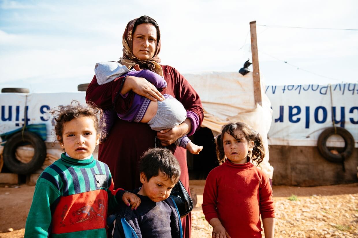 Mariam and her family, refugees in Lebanon. (Mercy Corps | Corinna Robbins)