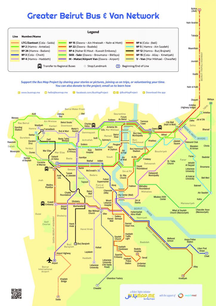 Bus Map Project public transport routes in English.