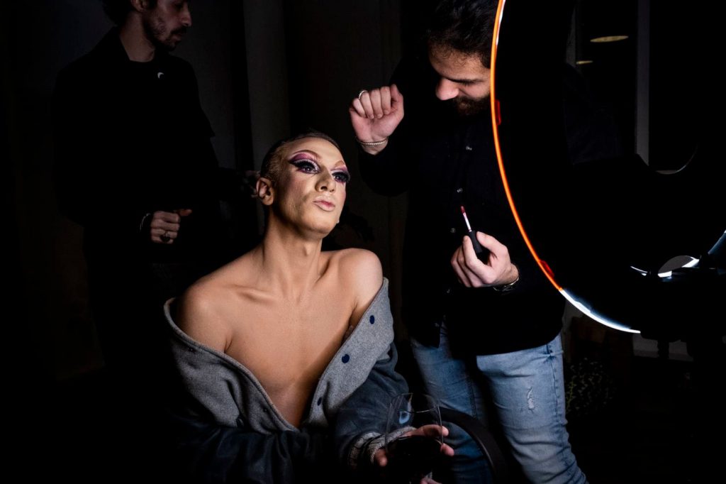 Arab drag queen Anissa Krana does her makeup (Natalie Naccache | The Washington Post)