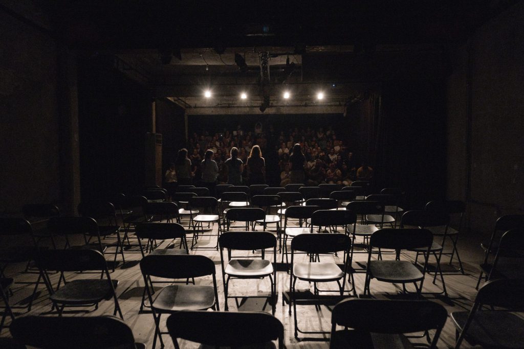 Performing No Demand No Supply: A Re-reading of Lebanon’s 2016 Sex Trafficking Scandal, a documentary theatre performance under the patronage of the AUB Theater Initiative and in collaboration with NGO KAFA. (Nataly Hindaoui)