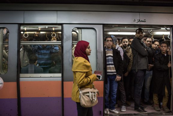 At the Ramsis metro station, women usually prefer to use the ladies metro cars for fear of being harassed. (Photo by Eman Helal, one of the female journalists in Zahra Hankir's anthology.