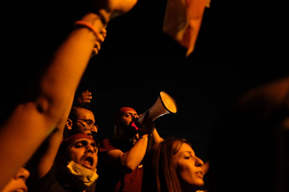 Shot from the Jbeil protests in Lebanon. (Eva Mahfouz)