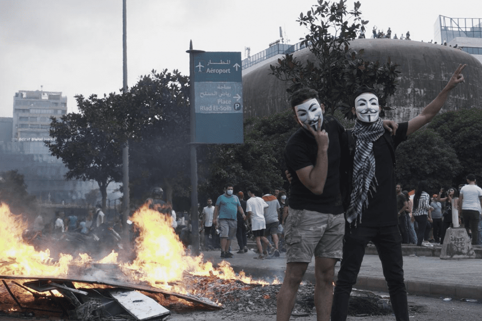 October 18, 2019 | The keffiyeh made appearances on Lebanese streets from the very first days of the protests. (PHOTO: Lujain Jo)