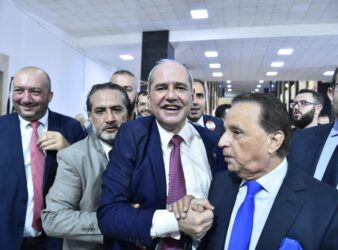 Moments after Melhem Khalaf was elected as the independent head of the Beirut Bar Association for lawyers in November. (Ahmad Azakir/Annahar)