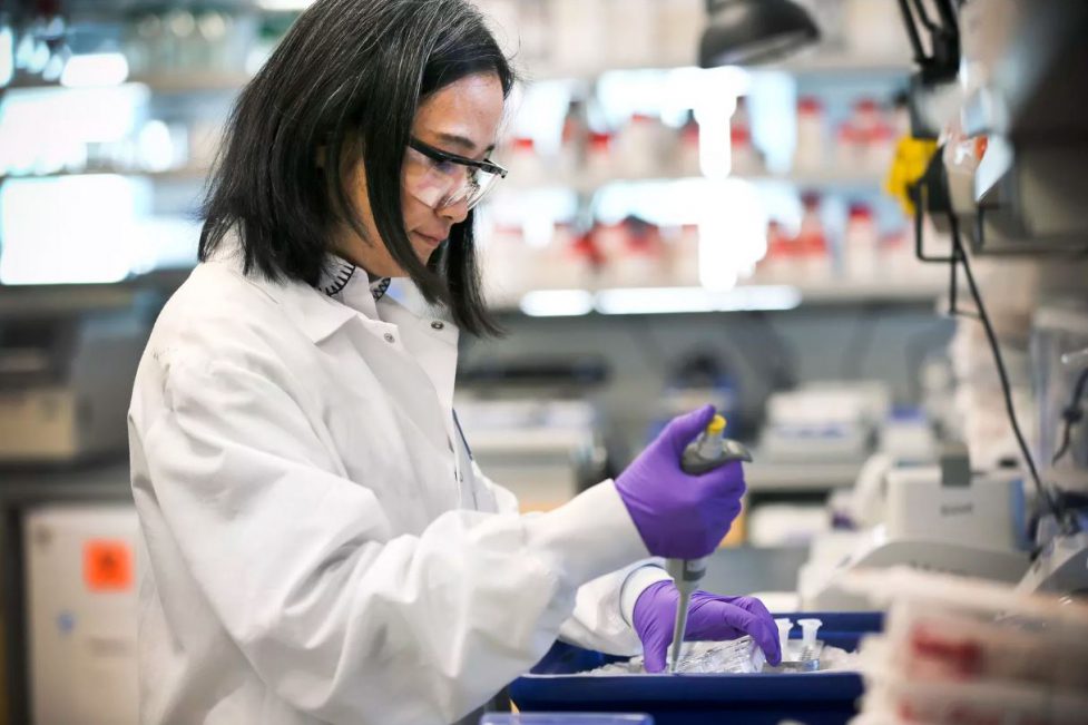 ادوية... عالمة تعمل في Moderna في كامبريدج، ماساتشوستس، حيث تم تطوير أول دواء تجريبي لفيروس كورونا في 28 فبراير 2020. (David L. Ryan / The Boston Globe عبر Getty Images)