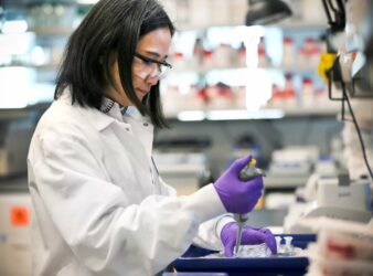 Scientist Xinhua Yan works at Moderna in Cambridge, on Feb. 28, 2020. (David L. Ryan / Boston Globe via Getty Images) cure / medicine article