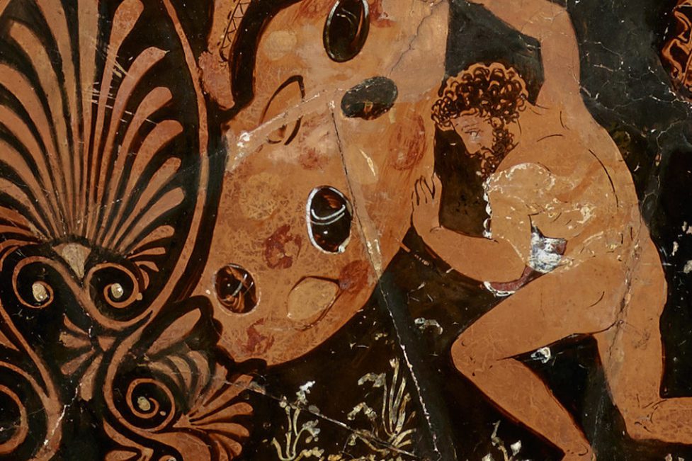Detail of Colossal Krater from Altamura, about 350 B.C., Greek, made in Apulia, South Italy. (Photo: The Iris) Sisyphus article