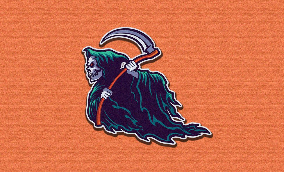 IMF knocking article. Photo shows the grim reaper against an orange backdrop