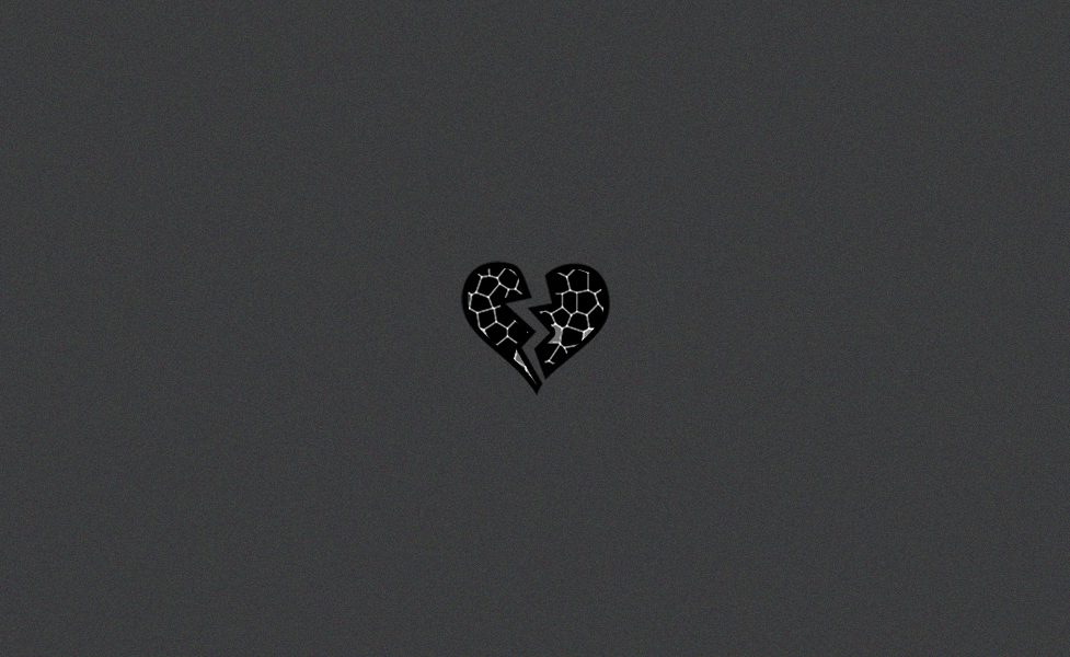 Beirut explosion - Collective trauma - Black glass-stained heart over grey background