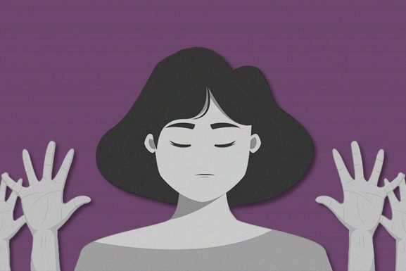 Dissecting the new sexual harassment law animation showing woman surrounded by hands.