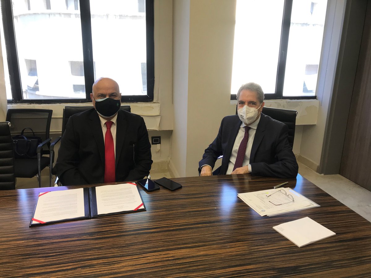 World Bank Regional Director Saroj Kumar Jha meets with Lebanese caretaker Minister of Finance Ghazi Wazni on May 24, 2021. (Photo: Twitter | @SarojJha001)