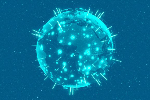 3D Digital Earth shows concept of global network