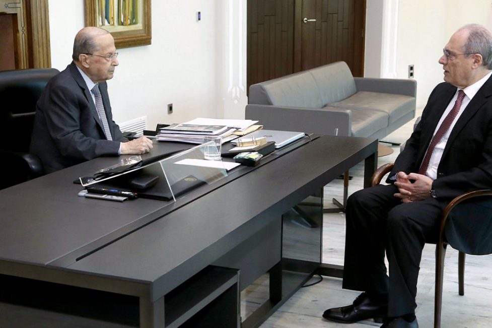President Michel Aoun and Deputy Prime Minister Saadeh Al-Shami meeting at the Presidential Palace in Baabda on November 25, 2021. (Photo: Presidential Palace)