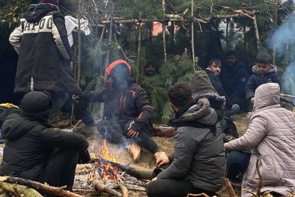 Migrants stranded on the Belarus-Poland border. Photo: UNHCR Belarus