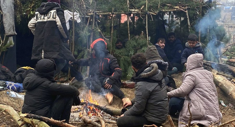 Migrants stranded on the Belarus-Poland border. Photo: UNHCR Belarus