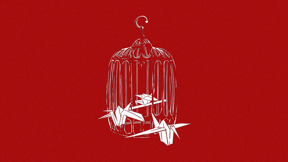Illustration of paper planes inside a cage